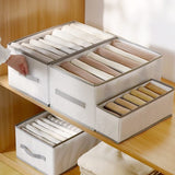 Two white polyamide wardrobe clothes organizer bins with zip dividers and hard support plates, 9x7x8 inches - view 6