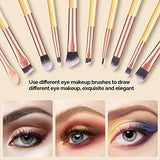 DUAIU 16-piece pink eyeshadow brush set with bamboo handles and button-closure travel bag on white background - view 5