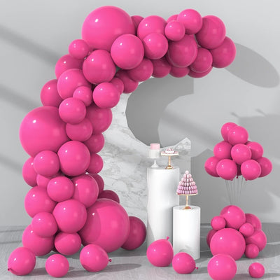 Kelfara 100-piece hot pink latex balloon garland arch kit with four balloon sizes and included tape and adhesive dots