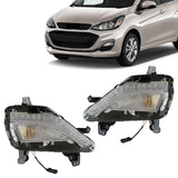 JZPARTFIT LED fog light DRL set for 2019-2022 Chevy Spark, black housing, driver and passenger sides shown