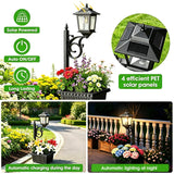Melunar black solar post light with built-in flower planter base, 28.7-inch freestanding outdoor garden lamp - view 4