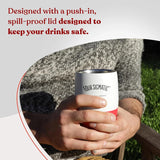 Two white Four Sigmatic 12oz stainless steel insulated travel mugs with spill-proof lids and silicone sleeves - view 4