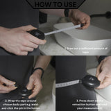 White retractable fabric body tape measure by MeasureWiz showing CM and inch markings on compact ergonomic casing - view 6