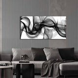 Black and white abstract smoke canvas wall art 40x20 inches in gallery wrap style on lightweight wood frame - view 4
