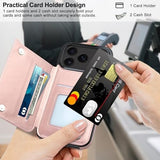 Hiandier rose gold PU leather wallet flip case for iPhone 17 Pro with card slots and magnetic closure shown closed and open - view 3
