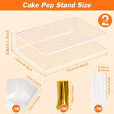 Dooiclear Clear Acrylic Cake Pop Stand 2-Pack – 30 Holes w/100 Sticks & Bags – Open Box — view 2 of 8