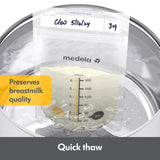Medela 100-count 6oz breast milk storage bags in clear BPA-free packaging, self-standing with double-zipper seal - view 4