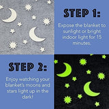 Grey fleece throw blanket with glow-in-the-dark stars and moons pattern, 50x60 inches, folded on white background - view 7