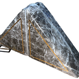 Set of 2 triangle marble bookends in dark gray and white stone pattern with gold accent corners, 5x5x7.25 inches - view 6