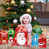 38 assorted Christmas drawstring paper gift bags in 7 festive Santa Claus and reindeer designs in three sizes - view 5