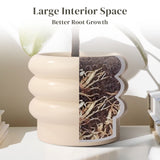 JOFAMY 6-inch tiered bubble ceramic planter pot in matte creamy white finish with stacked doughnut silhouette and drainage hole - view 2