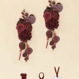 TINGE TIME Red Rose Wedding Pew & Chair Back Decorations Set of 2 with Chiffon Ribbon — view 2 of 3