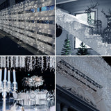 Goupfafa 720 LED cool white icicle Christmas lights with 144 hanging drops strung along a roofline outdoors at night - view 2