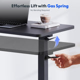 FlexiSpot H7 black overbed rolling table with C-shaped base and 28-inch desktop, pneumatic height-adjustable bedside desk - view 3