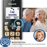 Panasonic KX-TGD832M metallic black cordless phone system with 2 handsets and charging base, featuring call block - view 6