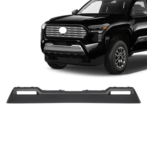 Black plastic front bumper extension panel with integrated DRL for 2024-2025 Toyota Tacoma, JX Racing part AZBP311