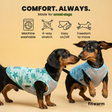 Two Fitwarm small dog cooling shirts in sky blue and mint green with marine starfish and turtle print, UPF 50+ sun protection - view 6