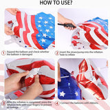 Eight multicolor patriotic foil star-shaped balloons with USA stars and stripes design, ribbon and inflation straw included - view 5