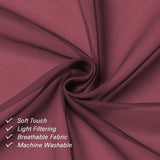 Pair of burgundy sheer voile rod pocket curtain panels 40x108 inches hanging on a window, LeCloud - view 7