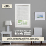 Achim Pearl White cordless vinyl mini blind with 1-inch slats mounted on window, 37x64 inches, light filtering - view 2