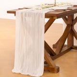 Socomi Ivory Cheesecloth Table Runner 120x35in – Rustic Boho Wedding Decor — view 4 of 7