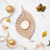 HOVTOV gold iron pillar candle holder plate 9.8 inches wide with polished finish on a flat stable base - view 6