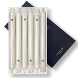 Six ivory 10-inch Colonial Candle taper candles with beveled base, unscented soy blend wax, set of 6