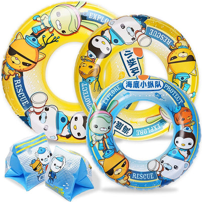 Seaborn 5-pack inflatable pool float rings in multiple sizes with two arm floaties for kids ages 6 to 12