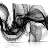 Black and white abstract smoke canvas wall art 40x20 inches in gallery wrap style on lightweight wood frame