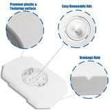 Two white Podoy vinyl siding mounting blocks with built-in electrical boxes and included screws for outdoor light fixture installation - view 5