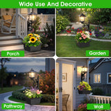Melunar black solar post light with built-in flower planter base, 28.7-inch freestanding outdoor garden lamp - view 2
