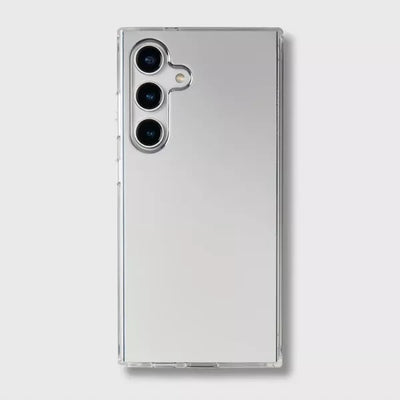 Heyday slim mirror finish protective case for Samsung Galaxy S24 in silver glossy reflective hard shell cover
