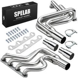 SPELAB EH28140 mirror-polished T304 stainless steel exhaust header with 8-2-1 mandrel bent piping for Ford F150 5.8L V8