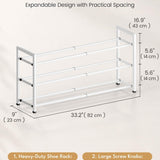 Bumusty 3-Tier Expandable Metal Shoe Rack – Adjustable 18–33 Inches, White — view 2 of 7