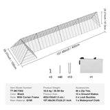 VEVOR black metal chicken tunnel coop run 157.5 inches long with waterproof silver cover and ground stakes for backyard poultry - view 7
