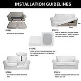 Easy-Going snow white 3-piece stretch fleece loveseat slipcover fitted over a two-seat sofa with separate cushion covers - view 6