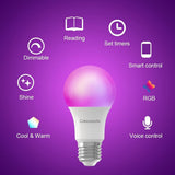 Colorpanda A19 E26 smart LED light bulb glowing in multicolor, 8W color-changing bulb with Bluetooth Mesh for Alexa and Google - view 2