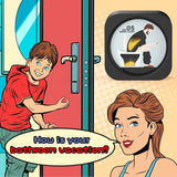 Black JODUY toilet-shaped 5-minute sand timer novelty gag gift standing upright on white background - view 2