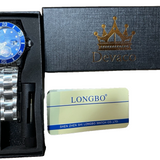 Devaco men's round blue dial stainless steel quartz analog wristwatch with silver bracelet and date display - view 5