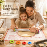 Fulimax 17" Adjustable Stainless Steel Rolling Pin with 4 Thickness Rings & Baking Mat — view 8 of 8