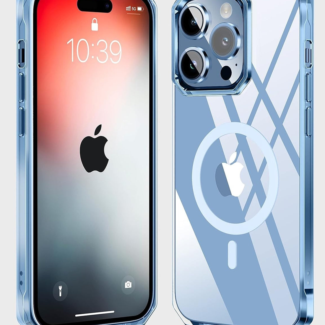 Slim blue Kakalux iPhone 13 Pro Max MagSafe case with military-grade drop protection and raised camera bump edge