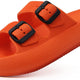 Weweya Women's Double Buckle Pillow Slide Sandals – Orange, Size 5-6