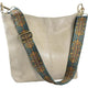 ZYLOXAR Beige Genuine Leather Hobo Crossbody Bag with Guitar Strap