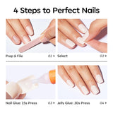 modelones Short Almond Press On Nails – 32pc Pink White Kit with Glue — view 8 of 8