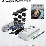 FansDreams black 6-port power strip with 3 AC outlets and 2 USB-C ports on desk with 5ft flat plug extension cord - view 4