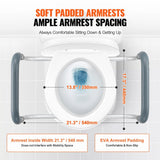 VEVOR blue-gray raised toilet seat with aluminum armrests and EVA foam padding elevated 3.5 inches on a round toilet - view 4