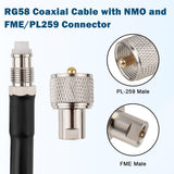 MOOKEERF 10-foot black RG58 coaxial antenna cable with NMO connector and removable PL259 UHF male adapter - view 3
