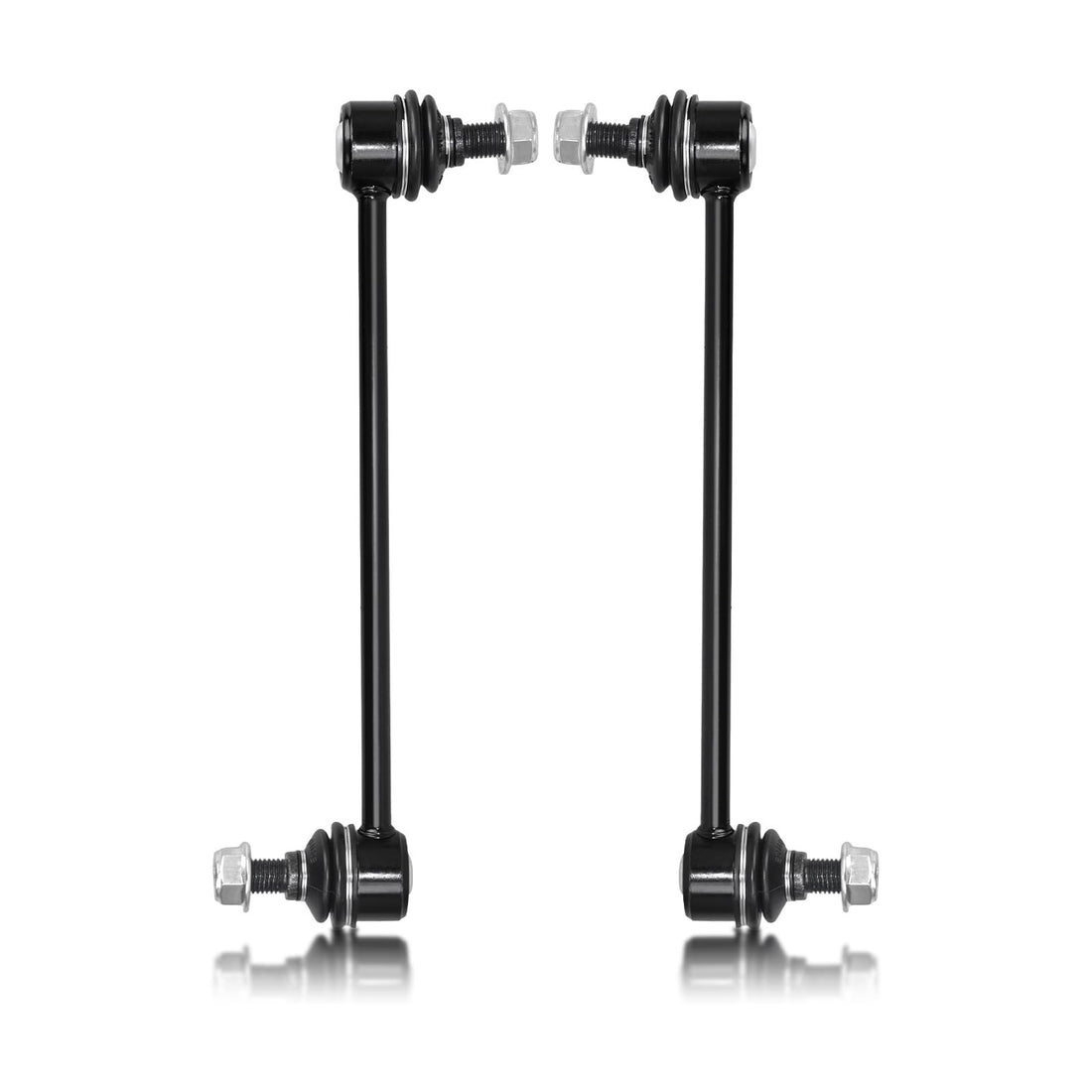 Two black alloy steel front sway bar end links K750032 by Hawk Brothers for 2007-2012 Hyundai Elantra and Kia Forte