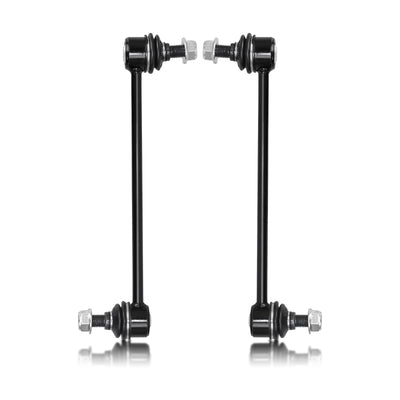 Two black alloy steel front sway bar end links K750032 by Hawk Brothers for 2007-2012 Hyundai Elantra and Kia Forte