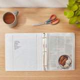 Four white AmazonBasics 1-inch 3-ring binders with clear overlay covers and interior pockets, shown in original packaging - view 7